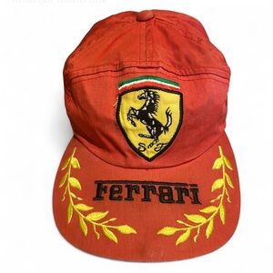 Vintage  Ferrari racing cap, likely from the 1990s or early 2000s,